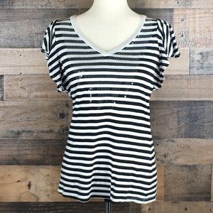 Style & Co Sequin V Neck Top Shirt Medium M